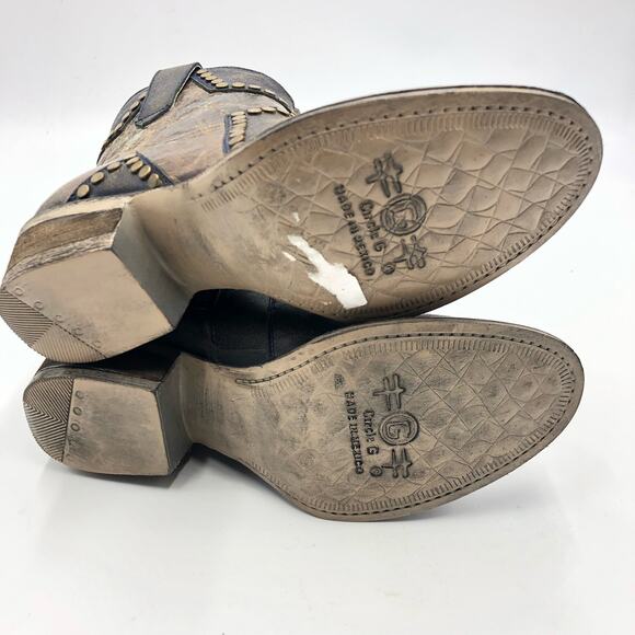 Circle G by Corral Star Inlay Studded Leather Ankle Boots Multicolor Size 7 M - Picture 8 of 10